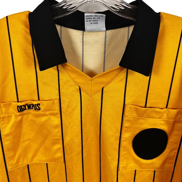 Olympus Size XL Yellow & Black Striped Referee Shirt 80% Polyester 20% Cotton - Picture 2 of 10